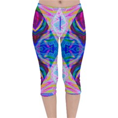 Tippy Flower Power Velvet Capri Leggings  by Thespacecampers