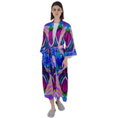 Tippy Flower Power Maxi Satin Kimono by Thespacecampers