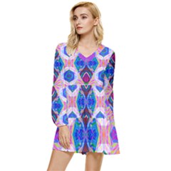 Tippy Flower Power Tiered Long Sleeve Mini Dress