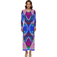 Tippy Flower Power Long Sleeve Velour Longline Maxi Dress