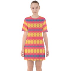 Tranquil Peaches Sixties Short Sleeve Mini Dress by Thespacecampers