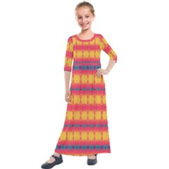 Tranquil Peaches Kids  Quarter Sleeve Maxi Dress by Thespacecampers