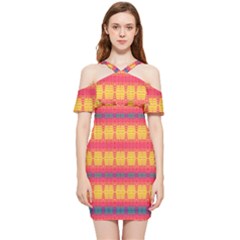 Tranquil Peaches Shoulder Frill Bodycon Summer Dress by Thespacecampers