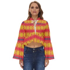 Tranquil Peaches Boho Long Bell Sleeve Top