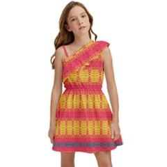 Tranquil Peaches Kids  One Shoulder Party Dress