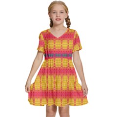 Tranquil Peaches Kids  Short Sleeve Tiered Mini Dress