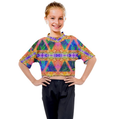 Triangular Dreams Kids Mock Neck Tee by Thespacecampers