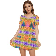 Triangular Dreams Tiered Short Sleeve Babydoll Dress