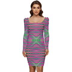 Tripapple Women Long Sleeve Ruched Stretch Jersey Dress by Thespacecampers