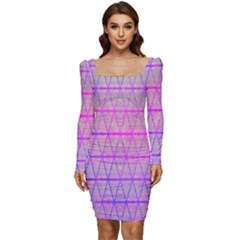 Triwaves Women Long Sleeve Ruched Stretch Jersey Dress