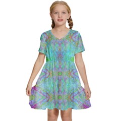 Watercolor Thoughts Kids  Short Sleeve Tiered Mini Dress