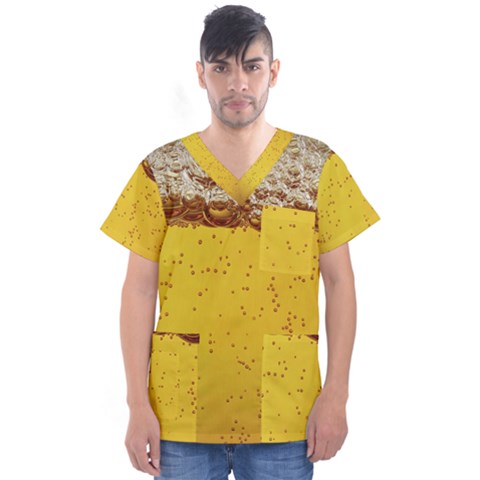 Beer-bubbles-jeremy-hudson Men s V-neck Scrub Top by nate14shop