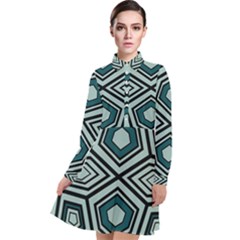 Abstract Pattern Geometric Backgrounds Long Sleeve Chiffon Shirt Dress by Eskimos