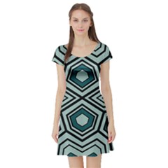 Abstract Pattern Geometric Backgrounds Short Sleeve Skater Dress by Eskimos