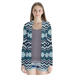 Abstract Pattern Geometric Backgrounds Drape Collar Cardigan by Eskimos