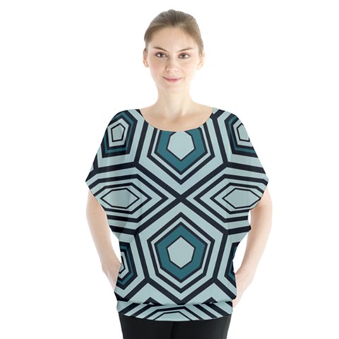 Abstract Pattern Geometric Backgrounds Batwing Chiffon Blouse by Eskimos