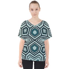 Abstract Pattern Geometric Backgrounds V-neck Dolman Drape Top by Eskimos