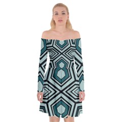 Abstract Pattern Geometric Backgrounds Off Shoulder Skater Dress by Eskimos