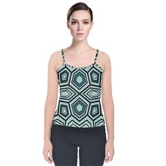 Abstract Pattern Geometric Backgrounds Velvet Spaghetti Strap Top by Eskimos