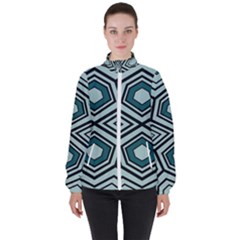 Abstract Pattern Geometric Backgrounds Women s High Neck Windbreaker by Eskimos