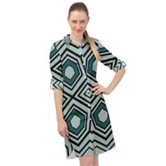 Abstract Pattern Geometric Backgrounds Long Sleeve Mini Shirt Dress by Eskimos