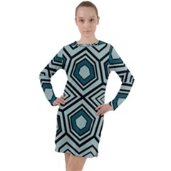 Abstract Pattern Geometric Backgrounds Long Sleeve Hoodie Dress by Eskimos