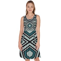 Abstract Pattern Geometric Backgrounds Knee Length Skater Dress With Pockets by Eskimos