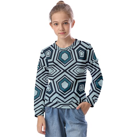 Abstract Pattern Geometric Backgrounds Kids  Long Sleeve Tee With Frill  by Eskimos