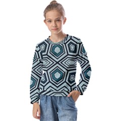 Abstract Pattern Geometric Backgrounds Kids  Long Sleeve Tee With Frill 