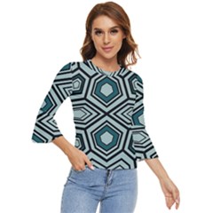 Abstract Pattern Geometric Backgrounds Bell Sleeve Top