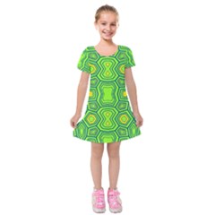 Abstract Pattern Geometric Backgrounds  Kids  Short Sleeve Velvet Dress by Eskimos