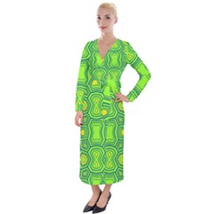 Abstract Pattern Geometric Backgrounds  Velvet Maxi Wrap Dress