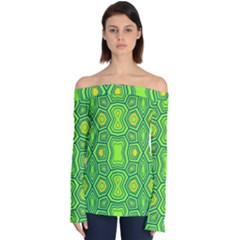 Abstract Pattern Geometric Backgrounds  Off Shoulder Long Sleeve Top by Eskimos