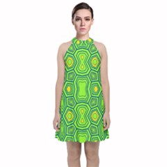 Abstract Pattern Geometric Backgrounds  Velvet Halter Neckline Dress  by Eskimos