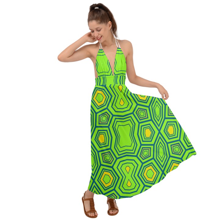 Abstract pattern geometric backgrounds  Backless Maxi Beach Dress