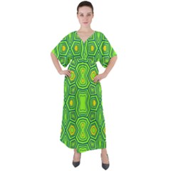 Abstract Pattern Geometric Backgrounds  V-neck Boho Style Maxi Dress by Eskimos