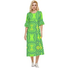 Abstract Pattern Geometric Backgrounds  Double Cuff Midi Dress by Eskimos