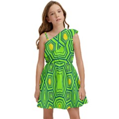 Abstract Pattern Geometric Backgrounds  Kids  One Shoulder Party Dress