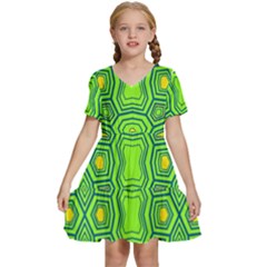 Abstract Pattern Geometric Backgrounds  Kids  Short Sleeve Tiered Mini Dress by Eskimos