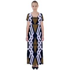 Abstract Pattern Geometric Backgrounds  High Waist Short Sleeve Maxi Dress by Eskimos