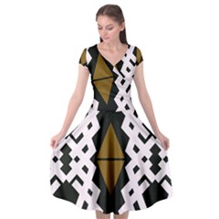 Abstract Pattern Geometric Backgrounds  Cap Sleeve Wrap Front Dress by Eskimos