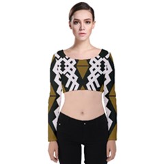 Abstract Pattern Geometric Backgrounds  Velvet Long Sleeve Crop Top by Eskimos