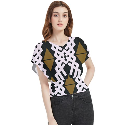 Abstract Pattern Geometric Backgrounds  Butterfly Chiffon Blouse by Eskimos