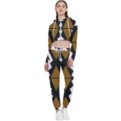 Abstract Pattern Geometric Backgrounds  Cropped Zip Up Lounge Set by Eskimos