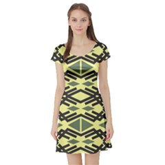 Abstract Pattern Geometric Backgrounds Short Sleeve Skater Dress by Eskimos