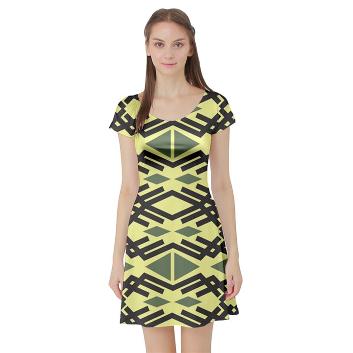 Abstract pattern geometric backgrounds Short Sleeve Skater Dress