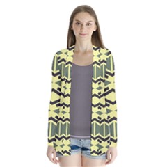 Abstract Pattern Geometric Backgrounds Drape Collar Cardigan by Eskimos