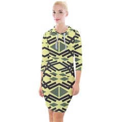 Abstract Pattern Geometric Backgrounds Quarter Sleeve Hood Bodycon Dress by Eskimos