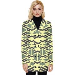 Abstract Pattern Geometric Backgrounds Button Up Hooded Coat 