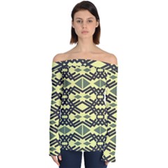 Abstract Pattern Geometric Backgrounds Off Shoulder Long Sleeve Top by Eskimos